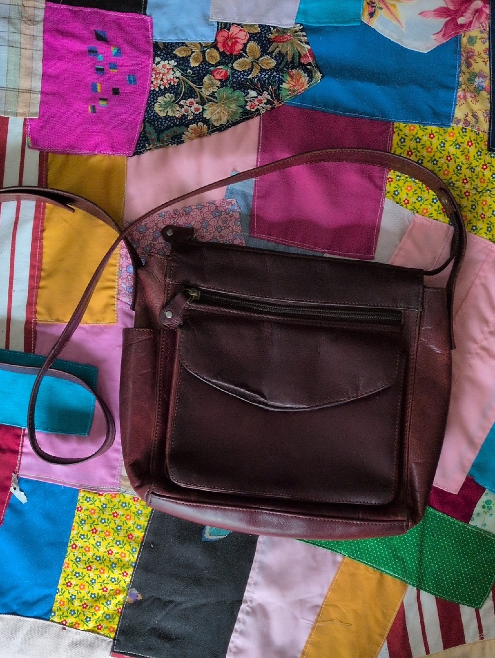 Brown Vintage Leather Crossbody Shoulder Bag